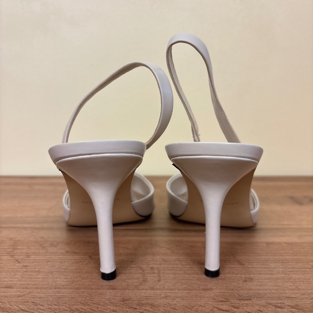 MARC FISHER Noland Slingback Dress Pump White Leather Women Size 8.5 Pointed Toe - Picture 10 of 11